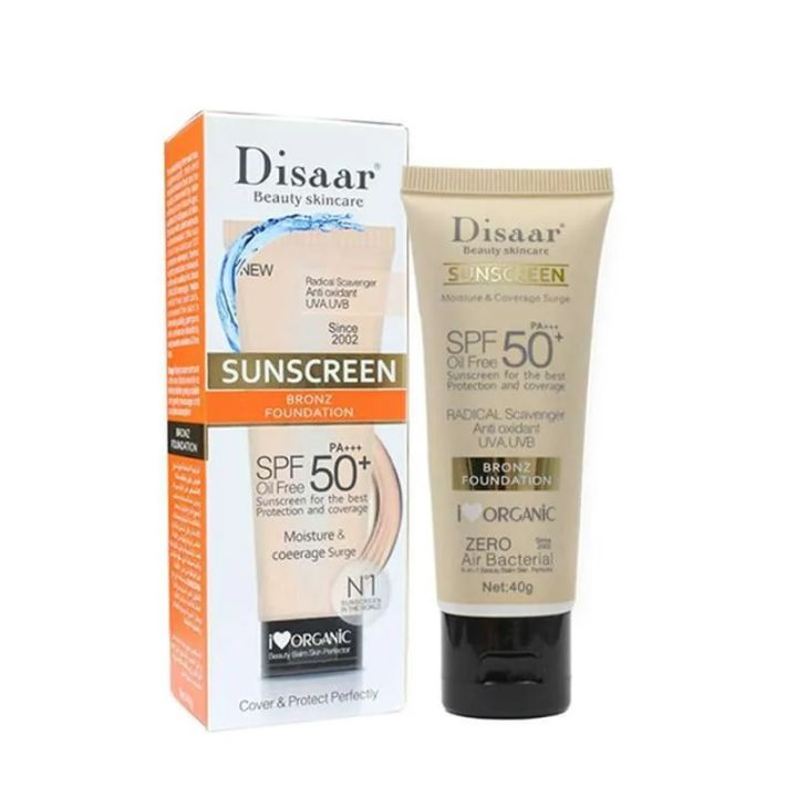 DISAAR BEAUTY Sunscreen Foundation Face Cream Skin Protection Anti-Aging Oil Control PA+++ SPF 50+